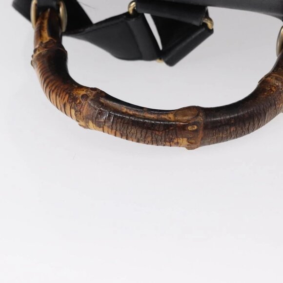 GUCCI Bamboo Backpack Leather Black Gold main image 9